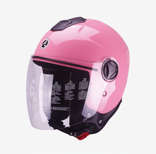 Casco Demi-Jet Mod. 106 Vis. Adesivi Rosa -