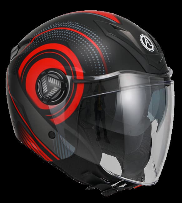Casco Jet Mod. 111 D/V Circle Nero Rosso Mis.