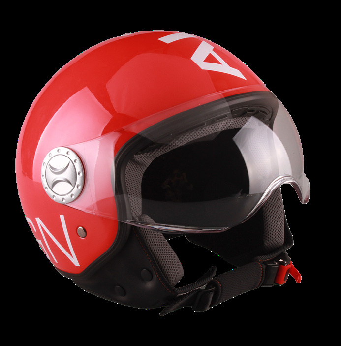 Casco Demi-Jet Mod. 101 V/Elic. Al Rosso Lucido