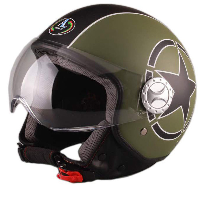 Casco Demi-Jet Mod. 101 V/Elic. Star Verde Opaco Mis.
